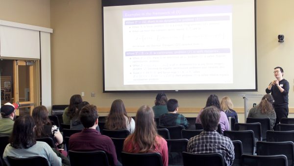 A speaker addressed the crowd at the GRiM symposium.