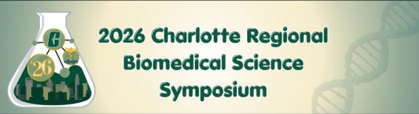 Artwork of a flask with the skyline of Charlotte and the text: 2026 Charlotte Regional Biomedical Science Symposium